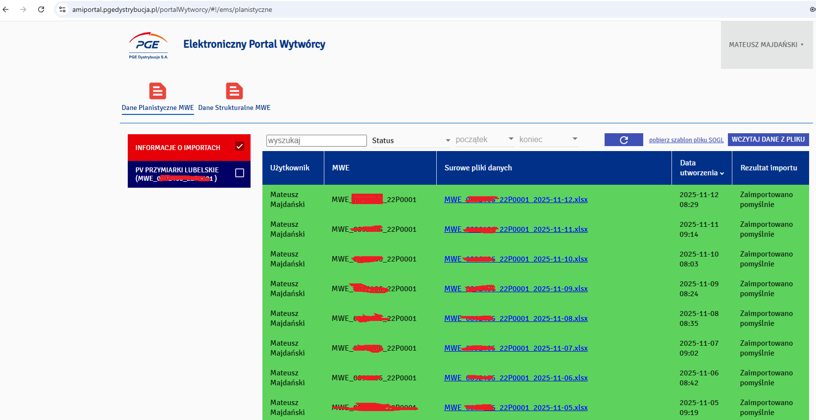 Podgląd danych w portalu AMI / operatora